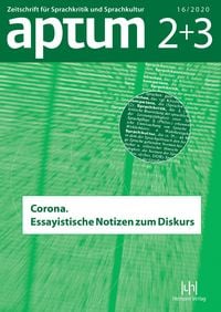 Produktbild: Aptum, Zeitschrift f&uuml;r Sprachkritik und Sprachkultur 16. Jahrgang, 2020, Heft 2+3