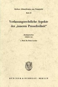 Produktbild: Verfassungsrechtliche Aspekte der "inneren Pressefreiheit".