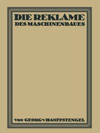 Produktbild: Die Reklame des Maschinenbaues