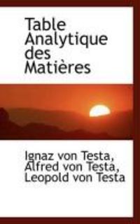 Produktbild: Table Analytique Des Mati Res