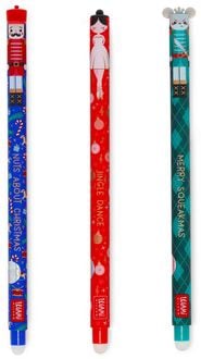 Radierbare Gelstifte Weihnachten – 3 Stück Set Mit Santa, Rentier, Lebkuchenmann