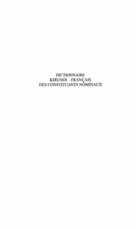 Produktbild: Dictionnaire kirundi-francais des consultants nominaux
