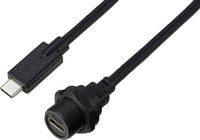 Produktbild: USB-C&reg; 3.1 Stecker auf Buchse IP67 (Gewinde) Kabel 0,5m TC-E10T-FT3.1-PWF/MT3.1-NWA-0.5PV-S Wasserdichtes Kunststoffkabel