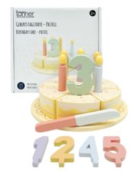 Produktbild: K&uuml;chenspielzeug Geburtstagstorte zum Schneiden aus Holz pastell