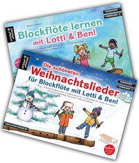 Produktbild: Blockfl&ouml;te lernen mit Lotti & Ben + Die sch&ouml;nsten Weihnachtslieder f&uuml;r Blockfl&ouml;te im Set!