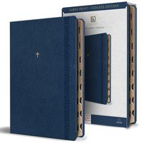 Produktbild: KJV Holy Bible, Large Print Handy Size Format, Blue Premium Imitation Leather with Ribbon Marker, Red Letter, Thumb Index
