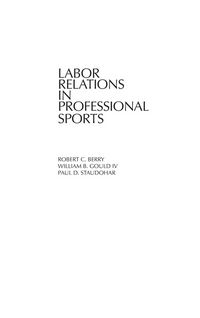 Produktbild: Labor Relations in Professional Sports