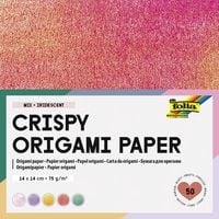 Produktbild: Folia Irisierendes Papier 75g/m&sup2;, 14x14cm, 50 Blatt, 2 Pr&auml;gungen farbig sortiert