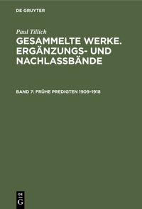 Produktbild: Fr&uuml;he Predigten (1909-1918)