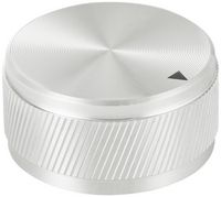 Produktbild: TRU COMPONENTS TC-11613824 Drehknopf mit Knopfmarkierung Silber (&Oslash; x H) 34 mm x 17 mm Aluminium 1 St.