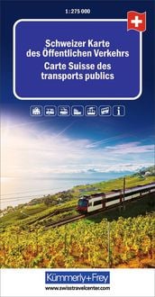 Produktbild: K&uuml;mmerly+Frey Schweizer Karte des &ouml;ffentlichen Verkehrs 1:275.000