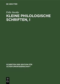 Produktbild: Kleine Philologische Schriften, I