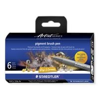 Produktbild STAEDTLER Schreib- und Zeichbedarf pigment brush Fasermaler Pinselspitze, Greys&Caramels, 6er Set