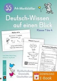 Produktbild: 55 A4-Merkbl&auml;tter Deutsch-Wissen auf einen Blick &ndash; Klasse 1 bis 4