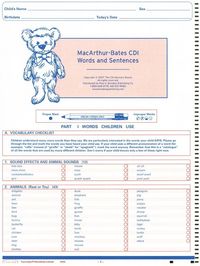 Produktbild: Macarthur-Bates Communicative Development Inventories (CDI) Words and Sentences, Ncs Scannable, English