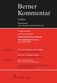 Produktbild: Die nat&uuml;rlichen Personen, Art. 11-27 ZGB, 4. Erg&auml;nzungslieferung