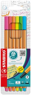Produktbild: STABILO Fineliner -   point 88 - 6er Pack - Neonfarben
