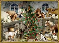 Produktbild: Wand-Adventskalender &ndash; Nostalgische Weihnachten bei den Tieren im Stall