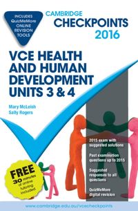 Produktbild: Cambridge Checkpoints Vce Health and Human Development Units 3 and 4 2016 and Quiz Me More