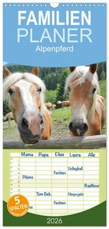 Produktbild: Familienplaner 2026 - Alpenpferde mit 5 Spalten (Wandkalender, 21 x 45 cm) CALVENDO