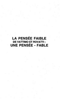Produktbild: La pensee faible de Vattimo et Rovatti : une pensee fable