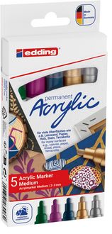 Produktbild: Edding Acrylmarker Acrylic 5100 Mittel metallic 5er Set