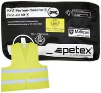 Produktbild: Petex 43939704 Plus schwarz DIN 13164:2022 inkl. Warnweste gelb EN 20471 Verbandtasche Inkl. Warnweste Pkw, Wohnmobile, Van, SUV 1 St.