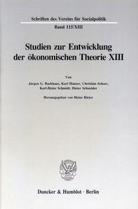Produktbild: Studien zur Entwicklung der ökonomischen Theorie XIII.