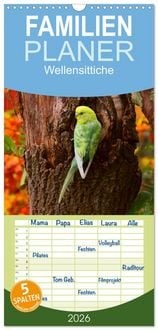 Produktbild: Familienplaner 2026 - Wellensittiche mit 5 Spalten (Wandkalender, 21 x 45 cm) CALVENDO