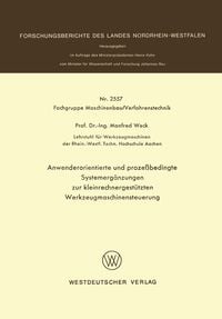 Produktbild: Anwenderorientierte und proze&szlig;bedingte Systemerg&auml;nzungen zur kleinrechnergest&uuml;tzten Werkzeugmaschinensteuerung
