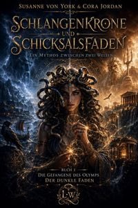 Produktbild: Schlangenkrone und Schicksalsfaden - Ein Mythos zwischen zwei Welten - Buch 1 - Die Gefangene des Olymps - Der dunkle Faden