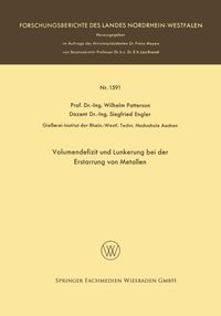 Produktbild: Volumendefizit und Lunkerung bei der Erstarrung von Metallen