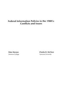 Produktbild: Federal Information Policies in the 1980's