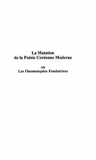 Produktbild: La Mutation De La Poesie Coreenne Moderne
