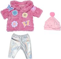 Zapf Creation® 833834 - BABY born Flauschmantel mit Glitzerleggins und Mütze, Puppenkleidung für Puppen 43 cm