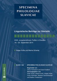 Bild vom Artikel Linguistische Beiträge zur Slavistik. XXIII. JungslavistInnen-Treffen in Dresden, 18.-20. September 2014 vom Autor Holger Kusse