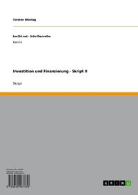 Produktbild: Investition und Finanzierung - Skript II