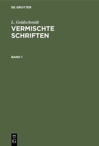 Produktbild: Vermischte Schriften. Band 1