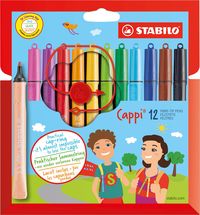 Produktbild: STABILO Filzstift mit Kappenring -   Cappi - 12er Pack - mit 12 verschiedenen Farben