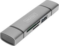 Produktbild: Digitus DA-70886 Externer Speicherkartenleser / Hub USB-A (USB 3.0), USB-A, USB-C&reg; Grau