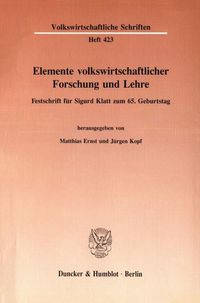 Produktbild: Elemente volkswirtschaftlicher Forschung und Lehre.