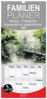 Produktbild: Familienplaner 2027 - Heiwa - Friedliche Aquarelle im japanischen Stil mit 5 Spalten (Wandkalender, 21 x 45 cm) CALVENDO
