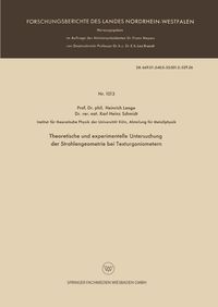 Produktbild: Theoretische und experimentelle Untersuchung der Strahlengeometrie bei Texturgoniometern