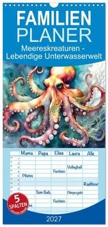 Produktbild: Familienplaner 2027 - Meereskreaturen - Lebendige Unterwasserwelt mit 5 Spalten (Wandkalender, 21 x 45 cm) CALVENDO