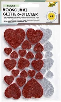 Bild vom Artikel Folia Moosgummi Glitter-Sticker HERZEN I , 40 Stück rot/silber vom Autor 