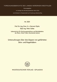 Produktbild: Untersuchungen &uuml;ber das L&auml;ppen von geh&auml;rteten Stirn- und Kegelr&auml;dern