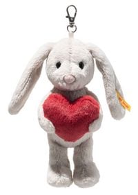 Produktbild: Steiff 11206 - Anh&auml;nger Hoppie Hase Love, hellgrau/rot, Pl&uuml;sch-Schl&uuml;sselanh&auml;nger mit Herz, 15 cm