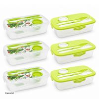 Produktbild: neuetischkultur 6er Set Frischhaltedosen mit Besteck und Dressingdose Meal Prep Boxen