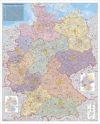 Produktbild: Deutschland Postleitzahlenkarte 1 : 750 000. Wandkarte Grossformat ohne Metallst&auml;be