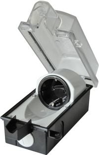 Produktbild: InterB&auml;r 9015-001.01 Aufputz-Steckdose abschlie&szlig;bar IP44 Schwarz, Transparent